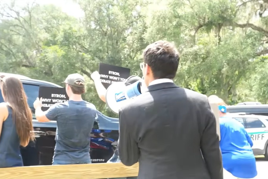 Bullhorns and 'Blah-Blah' Gestures: Fishback Crashes Donalds Campaign Event in Lake City